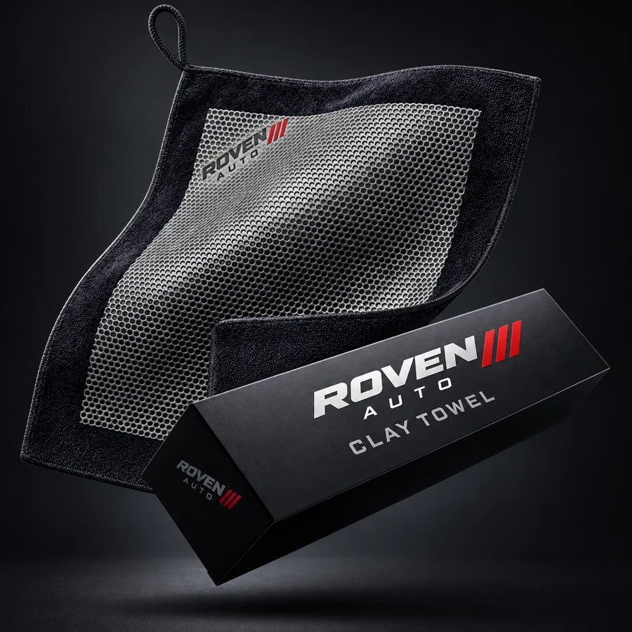 Roven Auto synthetic clay towel with branded packaging