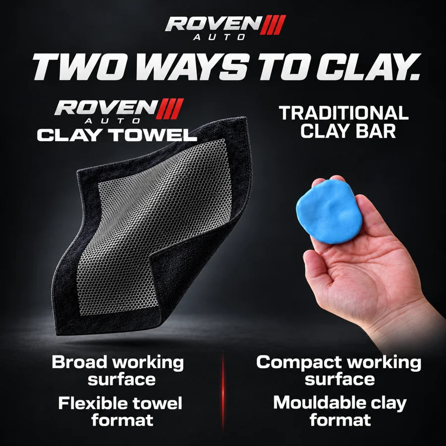 Broad clay towel compared with a compact traditional clay bar